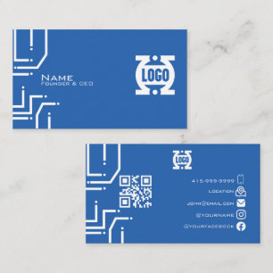 Visite Code QR de carte de circuit imprimé bleu moderne 