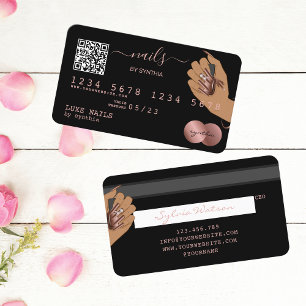 Visite Code QR Nails Technicien Carte de crédit Rose Gold