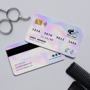 Visite Coiffeur holographique moderne de style carte de c