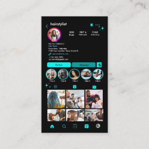Visite Coiffeur Instagram Carte de Réseaux Sociaux QR Tur