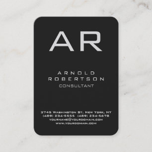 Visite Coin arrondi Gris Moderne Monogramme Carte de visi