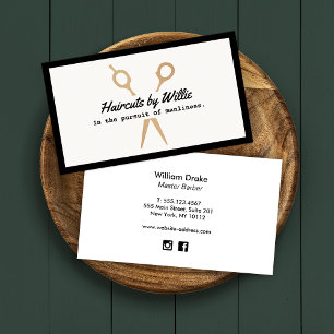 Visite Cool Gold Clipping Shears Barbershop Carte de visi