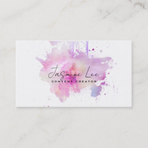 Visite créateur de contenu aquarelle violet carte de visi