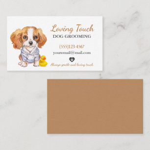 Visite Cute Watercolor Chig Grooming Service Carte de vis