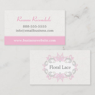 Visite Dentelle florale rose sur les vagues Carte de visi