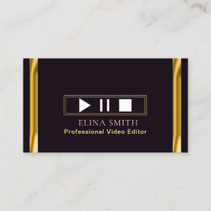 Visite Éditeur vidéo professionnel Black Gold Carte de vi