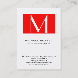Visite Élégant Monogramme Rouge Blanc Simple Carte de vis