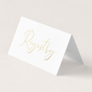 Visite Élégant Script Gold Foil Carte de registre cadeau