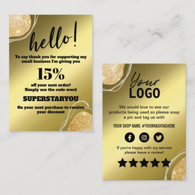 Visite Elégante carte d'insertion de Merci de Parties sci (Devant / Derrière)