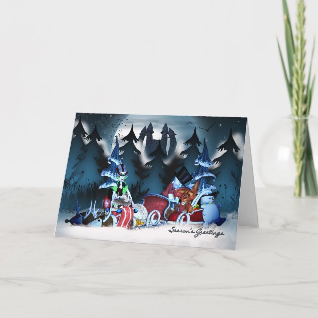 Visite en famille, carte de Noël gothique (Devant)