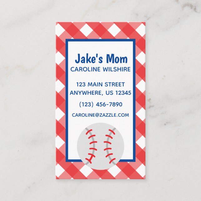 Visite en vichy de baseball Business ou carte de contact (Devant)