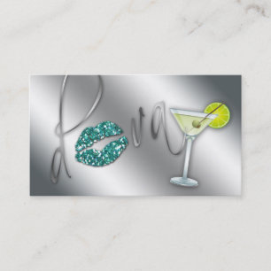 Visite Étincelle turquoise Martini de diva de carte de