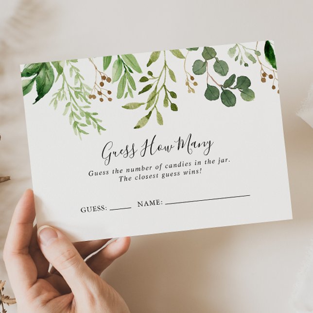 Visite Eucalyptus Simple Floral Devinez Combien De Carte  (Créateur téléchargé)