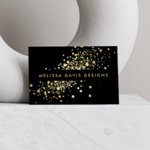 Visite Faux Gold Confetti sur Black Modern Carte de visit
