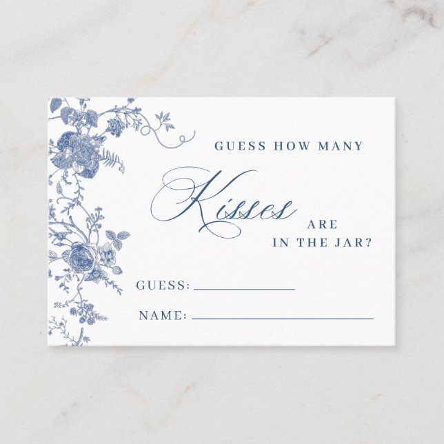 Visite Fleurs Bleues Élégantes Devinez Combien De Carte D (Devant)