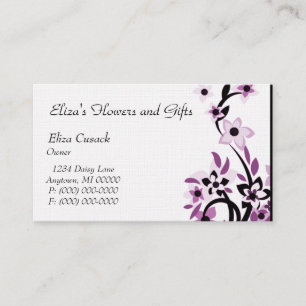 Visite Fleurs Radiantes Rétro Carte de visite, Aubergine
