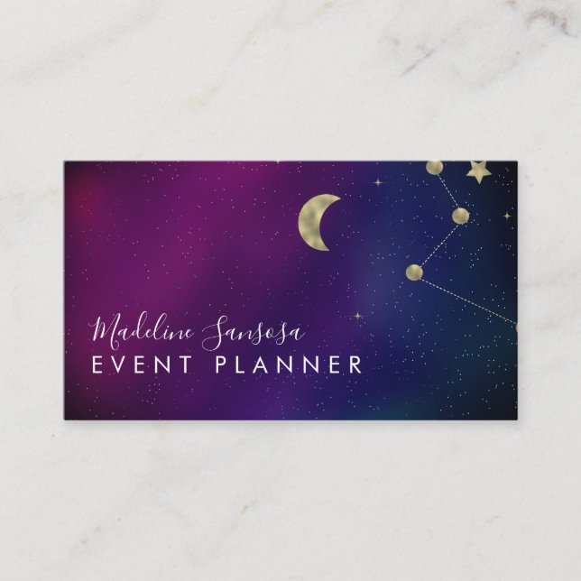 Visite Galaxy Constellation Gold Star Moon Carte de visit (Devant)