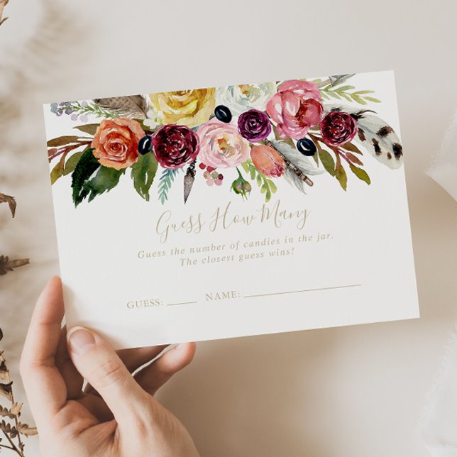 Visite Gold Boho Floral Devine Combien De Carte De Jeu (Créateur téléchargé)