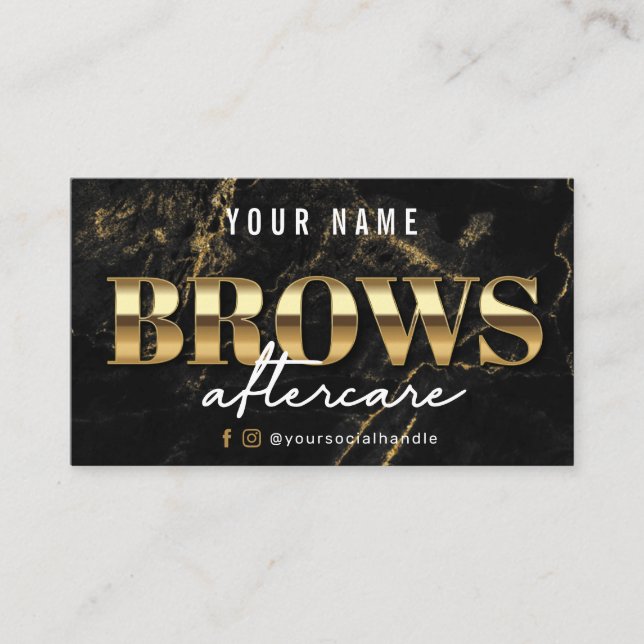 Visite Gold Marble Luxury Brows Carte de soins postérieur (Devant)