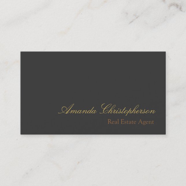 Visite Gris Chic Script Trend Stylish Agent Carte de visi (Devant)