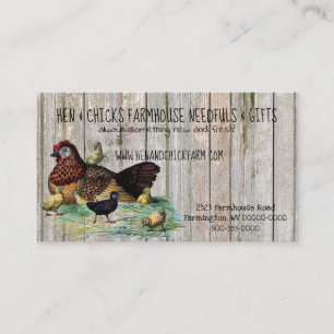 Visite Hen & Chicks Rustic Farmhouse Style Carte de visit