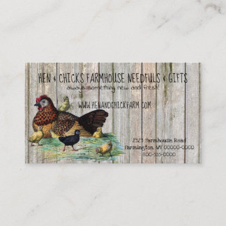 Visite Hen & Chicks Rustic Farmhouse Style Carte de visit