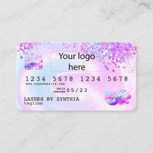 Visite Holograph Pastel unicorn Modern Carte de crédit Lo