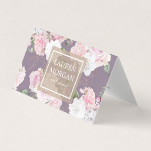 Visite Jardin rose élégant à fleurs pliées carte de visit