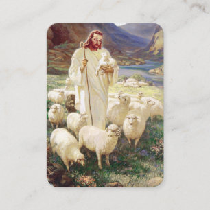 Visite Jésus Avec Flock Psaume 23 Carte de prière