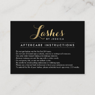 Visite Lashes de glam Texte Gold/Black Carte de soins pos