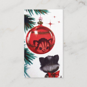 Visite Le rétro chat vintage de Noël ajoutent la carte