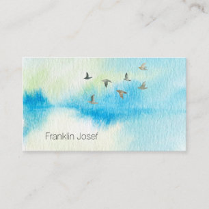 Visite Les oiseaux d'aquarelle dans le ciel Carte de visi