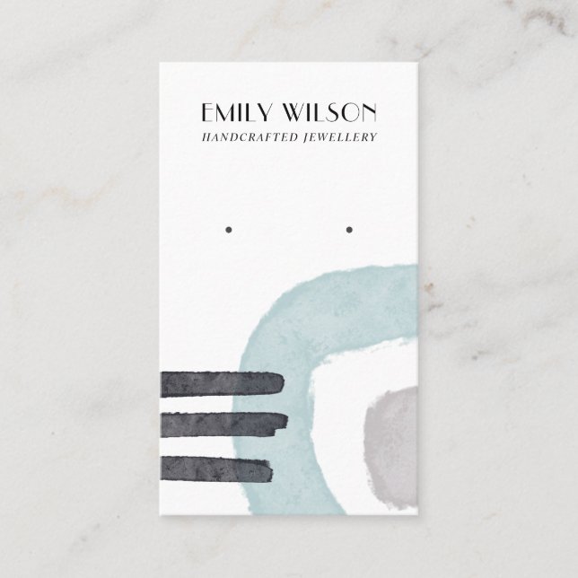 VISITE LIGNES BLEUES AQUA ABSTRAITES CARTE D'AFFICHAGE DE (Devant)