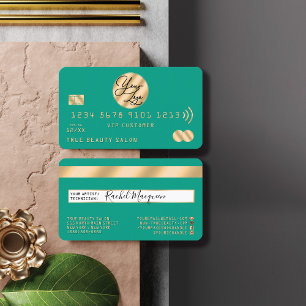 Visite Logo de carte de crédit Turquoise or moderne éléga