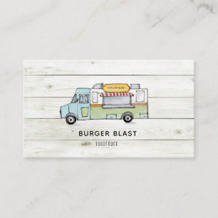 Visite Logo de Food Truck en bois rustique Carte de visit