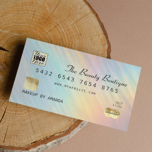 Visite Logo de la carte de crédit Holographique Gold Irid