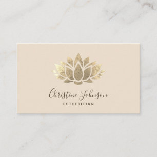 Visite logo lotus en feuille d'or faux sur carte de visit