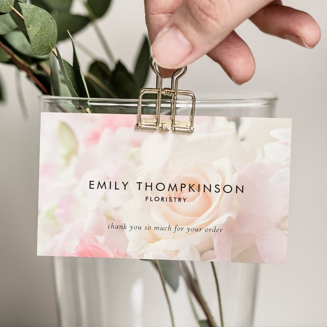 Visite Logo QR Code Photo Overlay Florist Carte de remerc (Créateur téléchargé)