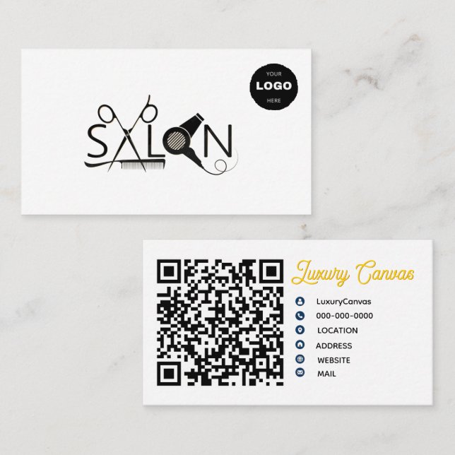 Visite Luxe moderne personnalisé QR Code Beauté Carte de  (Devant / Derrière)