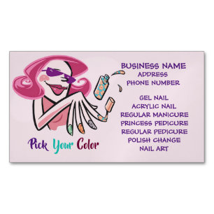 Visite Magnétique Choisissez votre couleur ongle Salon Carte de visi