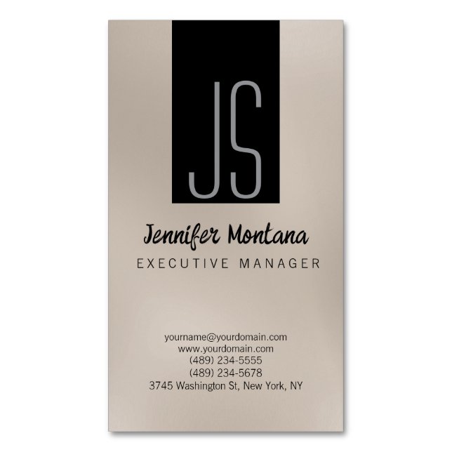 Visite Magnétique Monogram Browny Beige Black Manager Carte de visit (devant Vertical)
