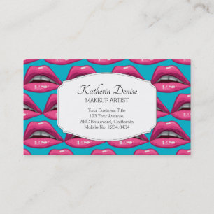 Visite Maquillage Artiste Pop Art Rose Lips Carte de visi