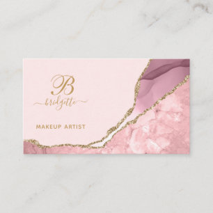 Visite Maquillage Artiste rose Agate Géode Carte de visit
