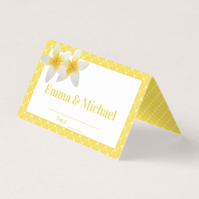 Visite Mariage de fleurs tropicales jaunes Table / Carte  (Devant)