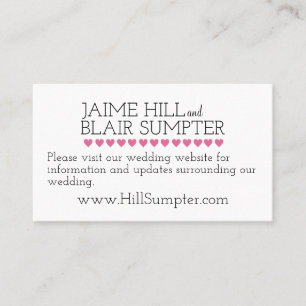 Visite Mariage Site Web Carte de fermeture Pink Typograph