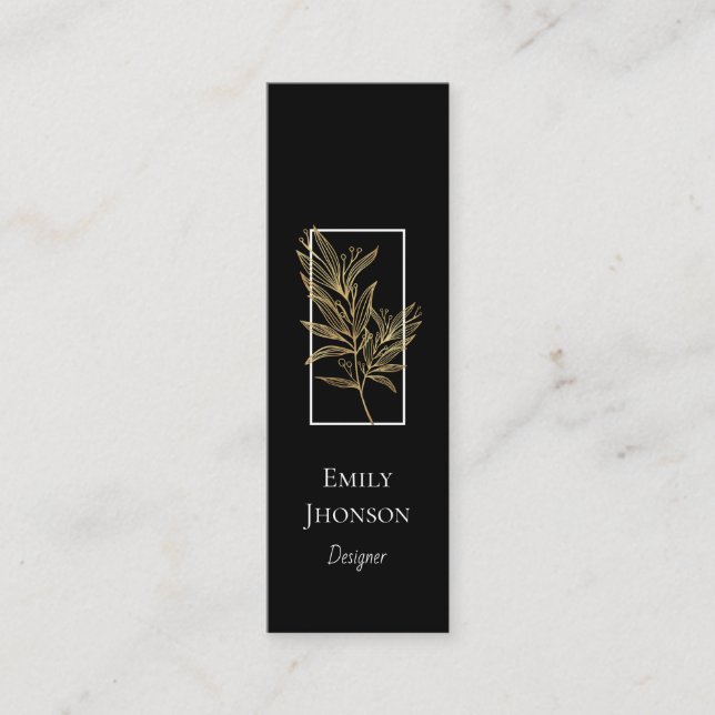Visite Mini Bordure noire simple et éléganteMini Carte de visi (Devant)