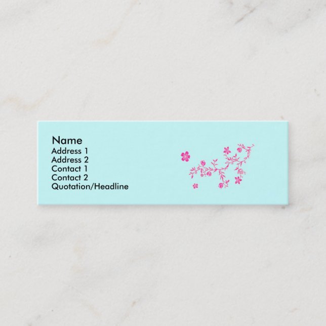 Visite Mini Carte de profil Fleurs roses (Devant)
