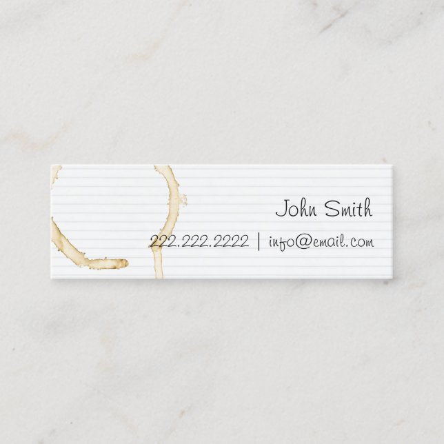 Visite Mini Carte de profil papier à base de café basse techno (Devant)