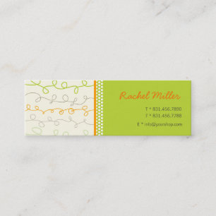 Visite Mini Carte de profil Retro Orange Green Scribbles Motif