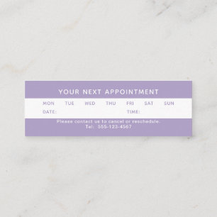 Visite Mini Carte de rendez-vous pour mini-coiffure violet